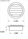2" Round No screen vent, brown - bag of 6