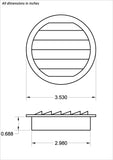 3" Round No screen vent, brown - bag of 4
