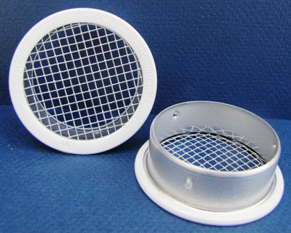 2" Round Open Screen Vent w 1/8" mesh, white