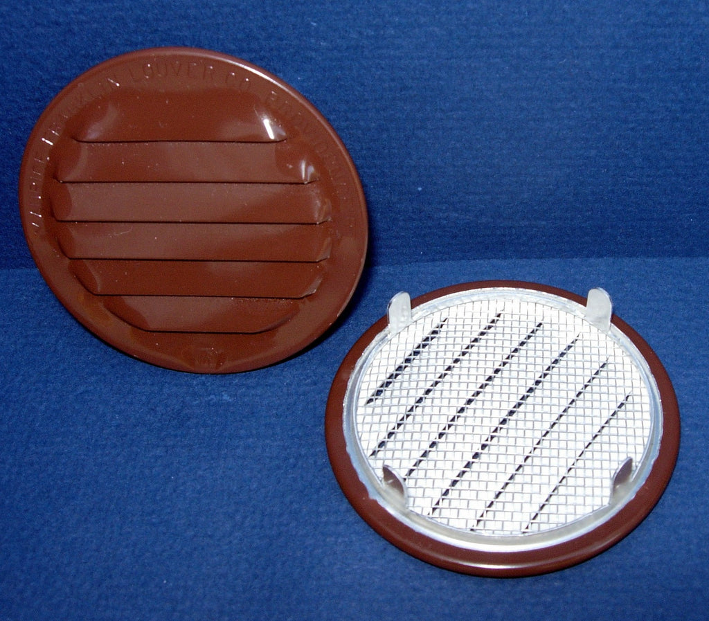 3" Round Screened Vent - tab style, brown - bag of 4